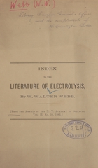 Index to the literature of electrolysis