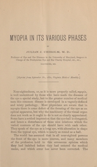Myopia in its various phases