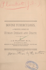 Bovine tuberculosis, a fruitful source of human disease and death