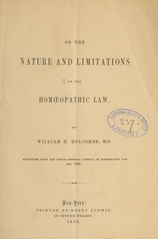 On the nature and limitations of the homœopathic law