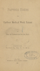 Papyrus Ebers: the earliest medical work extant