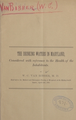 The drinking waters in Maryland, considered with reference to the health of the inhabitants