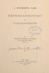 A successful case of nephro-lithotomy for calculus-pyelitis