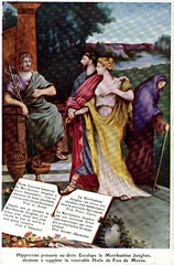 Hippocrate présente au divin Esculape la Morrhuëtine Jungken, destinée à suppléer la vénérable Huile de Foie de Morue