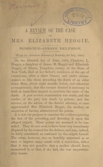 A review of the case of Mrs. Elizabeth Heggie: homicide-insane delusion