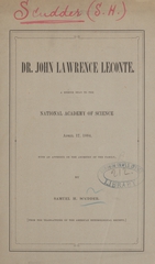 Dr. John Lawrence LeConte: a memoir read to the National Academy of Science, April 17, 1884, with an appendix on the ancestry of the family