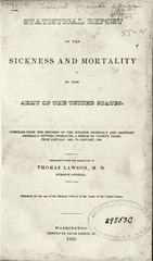 [Title page of Statistical report on the sickness and mortality in the army of the United States]