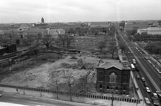 [Demolition of the "Old Red Brick"]: [view looking north]