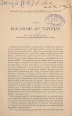 On the prognosis of syphilis