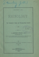 Report on rhinology: the treatment of nasal and pharyngo-nasal catarrh