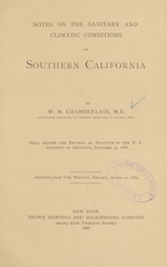Notes on the sanitary and climatic conditions of Southern California