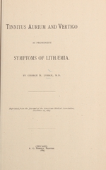 Tinnitus aurium and vertigo as prominent symptoms of lithæmia