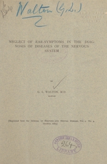 Neglect of ear-symptoms in the diagnosis of diseases of the nervous system