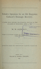 Schede's operation for an old empyema, Cathart's drainage, recovery