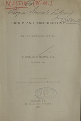 Croup and tracheotomy in the Southern States