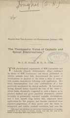 The therapeutic value of cephalic and spinal electrizations