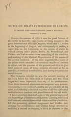 Notes on military medicine in Europe