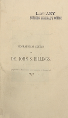 Biographical sketch of Dr. John S. Billings