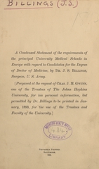 A condensed statement of the requirements of the principal university medical schools in Europe with regard to candidates for the degree of doctor of medicine