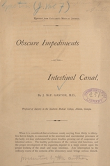 Obscure impediments of the intestinal canal