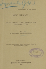 New Mexico: its climatic advantages for consumptives