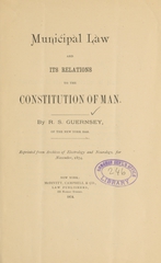 Municipal law and its relations to the constitution of man