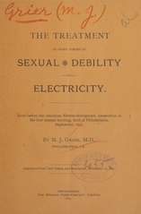 The treatment of some forms of sexual debility by electricity