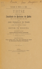 Ligeiro estudo clinico da pelada: these apresentada á Faculdade de Medicina da Bahia em 31 de outubro de 1905 afim de obter o gráo de doutor em medicina