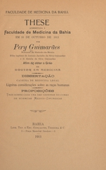 Ligeiras considerações sobre as raças humanas: these apresentada á Faculdade de Medicina da Bahia em 31 de outubro de 1911 afim de obter o gráo de doutor em medicina