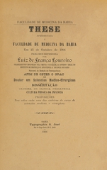 Cultura physica da infancia: these apresentada á Faculdade de Medicina da Bahia em 25 de outubro de 1906 para ser defendida afim de obter o gráo de doutor em sciencias medico-cirurgicas