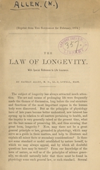 The law of longevity: with special reference to life insurance
