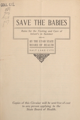 Save the babies: rules for the feeding and care of infant's in summer