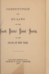 Constitution and by-laws of the Fourth District Dental Society of the State of New York