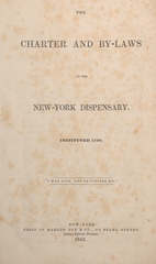 The charter and by-laws of the New-York Dispensary: instituted 1790