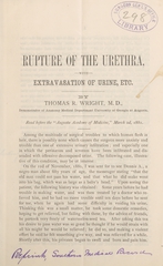 Rupture of the urethra, with extravasation of urine, etc