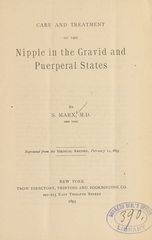 Care and treatment of the nipple in the gravid and puerperal states