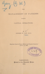 The management of patients during capital operations