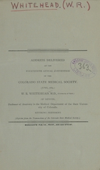 Address delivered at the fourteenth annual convention of the Colorado State Medical Society (June, 1884)