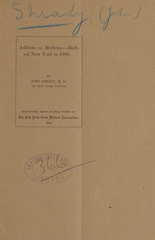 Address on medicine: medical New York in 1800