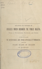 Relative to notices of diseases which endanger the public health: duties of householders, physicians and others