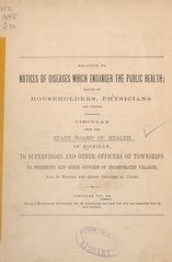 Relative to notices of diseases which endanger the public health: duties of householders, physicians and others : circular