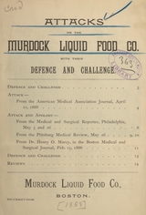 Attacks on the Murdock Liquid Food Co., with their defence and challenge