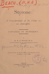 Styrone: a consideration of its value as an antiseptic ; Copaiba in surgery