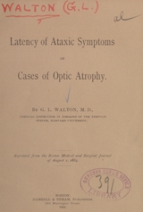 Latency of ataxic symptoms in cases of optic atrophy