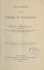 Hygiene versus surgery in gynecology