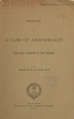 Report of a case of akromegaly: with brief comments on this disorder