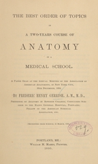 The best order of topics in a two-years course of anatomy in a medical school