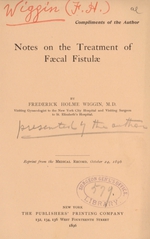 Notes on the treatment of faecal fistulae