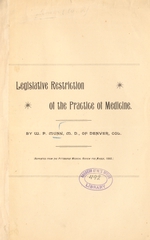Legislative restriction of the practice of medicine