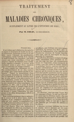 Traitement des maladies chroniques: supplément au livre de l'épidémie de 1842